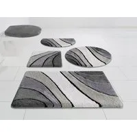 OTTO home Badematte Josie, Badvorleger, Badezimmer Teppich, Höhe 20 mm, rutschhemmend beschichtet, schnell trocknend, strapazierfähig, fußbodenheizungsgeeignet, Polyester, rechteckig, 3-tlg. Hänge-WC Set, Badteppich, Badematten, rechteckig, rund & al