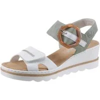 Rieker Sandalette, Sommerschuh, Sandale, Keilabsatz, mit auffälliger Schmuckspange