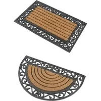 Kai Wiechmann Fußmatte Set Fußabtreter 76 x 46 cm als Schmutzfangmatte rechteckig + halbrund, halbrund+rechteckig, antibakterielle und rutschfeste Türvorleger