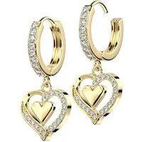 BUNGSA Creolen-Set Creolen mit Herzanhänger und Kristallen gold aus Edelstahl Damen (1 Paar (2 Stück), 2-tlg), Ohrschmuck Ohrringe