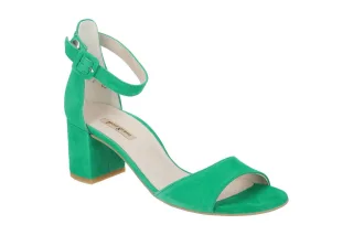 Paul Green Damen Sandalette 7469-18x Gr?n Smaragd Velour Rauhleder Mittlerer ...