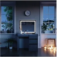 Vicco Schminktisch Sherry, Grau/Grau, 90 cm mit LED Beleuchtung (2-St)