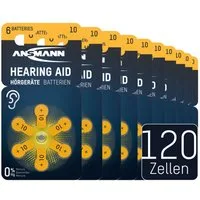 ANSMANN AG Hörgerätebatterien Typ 10 gelb PR70 P10 ZL4, 120 Stück, German Quality Knopfzelle