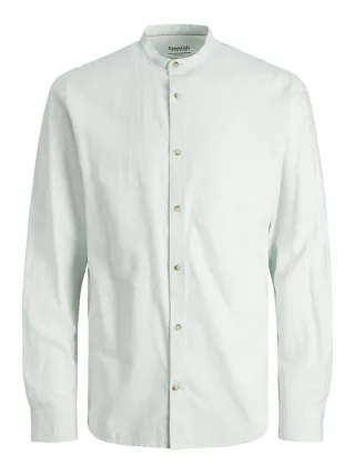 JACK&JONES - JJESUMMER BAND LINEN BLEND SHIRT LS SN soothing sea - Gr. - L