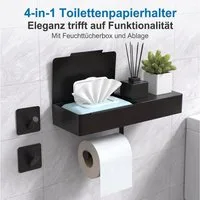 AIMAX Toilettenpapierhalter Toilettenpapierhalter ohne Bohren mit Feuchttuchbox 3in1