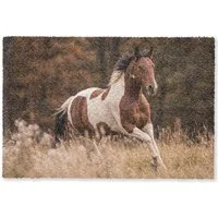 OnlyWow Teppich Pferd - Braun - Gras, Rechteckig, Wohnzimmer, Rutschfest, Kurzflor 120x80 cm