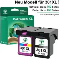 Greensky 2er 301XL Patronen für HP 301 XL Druckerpatronen Tintenpatrone (für Envy 4525 4520 4527 Deskjet 3630 3636 2130, Officejet 3831 3830 3833 5230 5220)