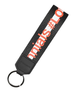 Schwarzer Logo-Polyester-Silberne Messinghalter Schlüsselanhänger Schlüsselring