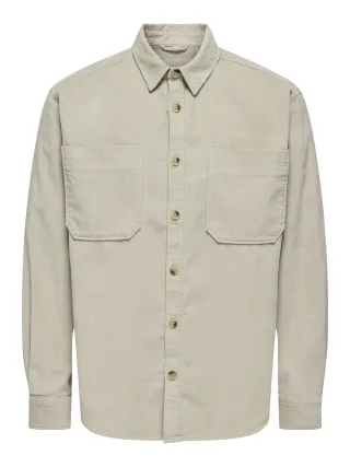 ONLY&SONS - ONSALP 2PKT WASHD CORD LS SHIRT NOOS Silver Lining - Gr. - XL