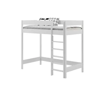 Lukdom Hochbett, Weiß, Holzwerkstoff, 80x180 cm, Kinder- & Jugendzimmer, Kindermöbel, Kinderbetten, Hochbetten