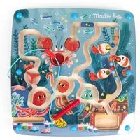 Moulin Roty Spiel Magnetisches Labyrinth für Kinder ab 18 Monaten, Kugelspiel & Geschick