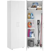 Bellamio Mehrzweckschrank Apol (Weiß) Besenschrank mit 5 Fächern, inkl. Staubsaugerfach, robust & kratzfest