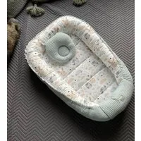 Loolay Bettnestchen Minze WAFFELPIQUE/ HASE Beige Weiß Babynest Babyausstattung, (Reisebett Nestchen SOLO/ o. in PREMIUM Geschenk SETS für Neugeborene, 2-tlg., 4 Jahreszeiten ATMUNGSAKTIVER WAFFELSTOFF Bestseller GESCHENK), LOOLAY® - 100% Europäische