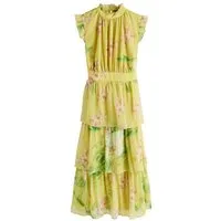 Next Maxikleid Hochgeschlossenes, gestufes Maxikleid mit Print (1-tlg)