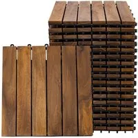 etc-shop Holzfliesen, Holzfliese Terrassenplatten Klickfliesen Akazie Balkon 30x30 cm 18x