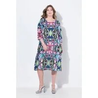 MIAMODA Jerseykleid Midikleid A-Linie florales Muster 3/4-Ärmel