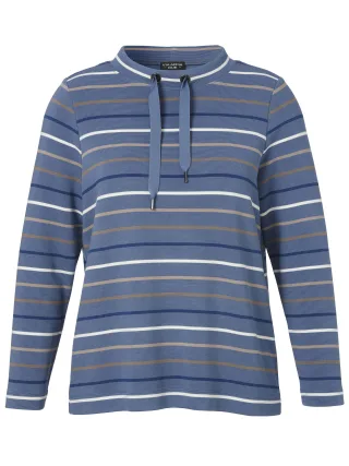 VIA APPIA DUE - Sweatshirt Kelchkragen 1/1 Arm Ringel bleu multicolor - Gr. - 50
