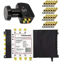 PremiumX SAT-Multischalter Multischalter Set 5/6 Multiswitch SAT Quattro LNB 20x F-Stecker