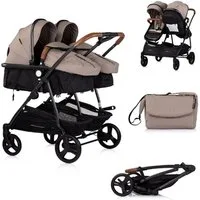 Chipolino Geschwisterwagen Geschwisterkinderwagen Duo Smart, klappbar, umbaubar, verstellbar, Fußsack