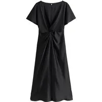 Next Midikleid Kurzärmeliges Midikleid aus strukturiertem Satin (1-tlg)