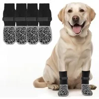 FOUORTUNATE-BEE Hundekostüm Rutschfeste Hundesocken mit verstellbarem Halteband, 4er-Set, Beidseitig rutschfest, ideal für den Innenbereich