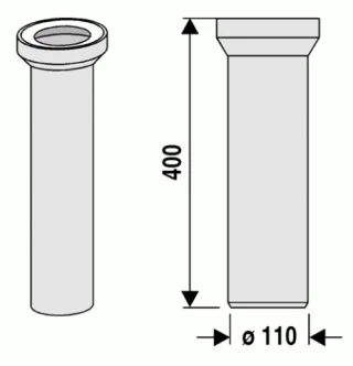 WC Anschlussstutzen in weiß, Länge: 40 cm UNIS400
