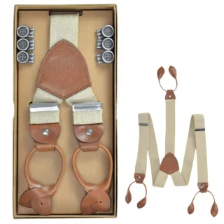 Lloyd Hosenträger Herren zum Knöpfen und Clippen 35mm Casuals natur beige. Ein stilvoller Vintage-Organizer für helle Outfits und sommerliche Looks.
