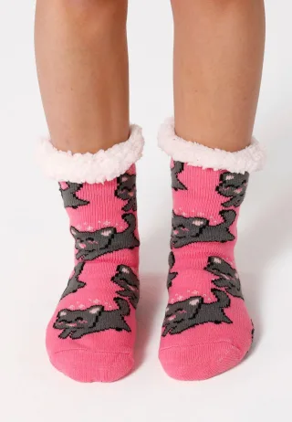 "Happy Kitten" Sherpa-Socken