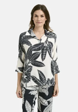 Smith&Soul - Half Placket Collar Blouse offwhite print - Gr. - XS
