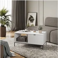 Vicco Couchtisch Eliza, Weiß, 90 x 50 cm mit einer Schublade (1-St)