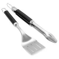 Premium Grillbesteck, 2-teilig edelstahl/schwarz, Wender und Grillzange