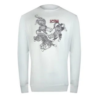 Cavalli Class Sweatshirt Mit Paisley-leoparden-design In Cremeweiß