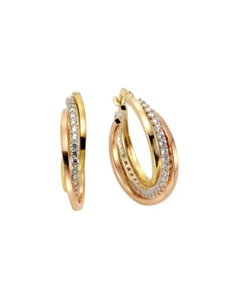 Fascination by Ellen K. Creolen 375/- Gelbgold 3-farbig Zirkonia