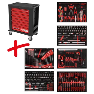 KS Tools Performanceplus Werkstattwagen-Satz P15 mit 338 Werkzeugen für 6 Schubladen - 815.6338
