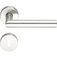 MeinTürgriff Drückergarnitur Toulouse Edelstahl Türgriff für Innentüren L-Form Rosettengarnitur BB, Türdicke: 38-42 mm, Vierkantmaß: 8 mm