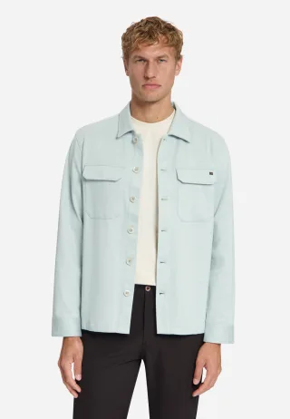 No Excess - Overshirt Full Button Melange Twill Effect dusty blue - Gr. - L