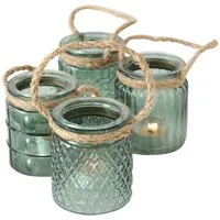 BOLTZE GRUPPE GmbH Windlicht Windlicht Trax Glas lackiert Henkel H.9 cm pastell grün 4er Set