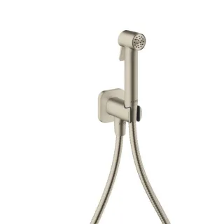 hansgrohe AXOR Bidette Showers Bidette Duschkopf 29241820 1 Strahlart softsquare für Kaltwasser mit Duschkopfhalterung und Duschschlauch 1,25 m, Brushed Nickel