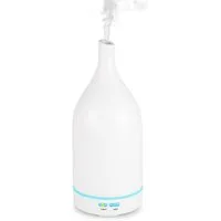 Hyrican Luftbefeuchter Aroma Ultraschall Luftbefeuchter/Diffuser mit Keramikabdeckung, 0,10 l Wassertank, 100 ml antibakterieller Wassertank, 7 Farben-LED-Beleuchtung, weiß