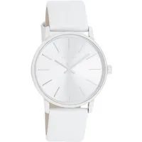 OOZOO Quarzuhr Damenuhr C11060 Silberfarben Lederband Weiss 36 mm C11060