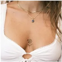 Inkster Schmuck-Tattoo Blume mit Herz, wasserfestes temporäres Tattoo, 2 Wochen Halt
