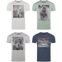 riverso T-Shirt Herren Fotoprintshirt RIVCharly Regular Fit (4-tlg) Kurzarm Tee Shirt mit Rundhalsausschnitt aus 100% Baumwolle