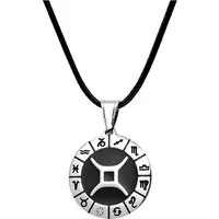 Firetti Kette mit Anhänger Schmuck Geschenk Edelstahl Leder Halsschmuck Halskette Sternzeichen, Made in Germany - mit Similistein