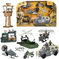 Toi-Toys Spielzeug-Auto ALFAFOX Spielset XL Militär mit 6 Fahrzeugen Zubehör, 6 verschiedene Militärfahrzeuge