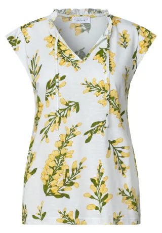 Street One - Shirt mit Blumenprint weiß - Gr. - 40