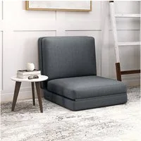 HOMCOM Sitzkissen 3-in-1 Klappbar Schlafsofa mit Samtoptik, bis 240 kg belastbar, für Schlafzimmer, Wohnzimmer, Dunkelgrau