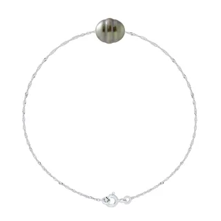 Armband echte Tahiti-Zuchtperle, eingekreist, 9-10 mm