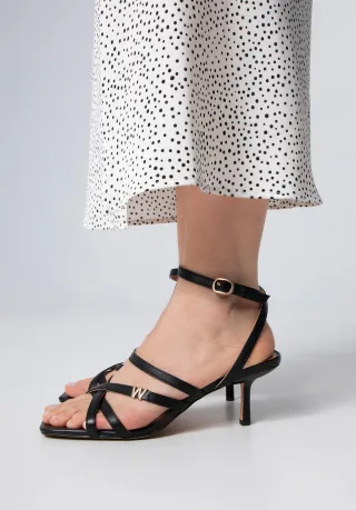 Wittchen Damen-Ledersandalen mit Riemchen und hohem Absatz, Schwarz, Naturleder