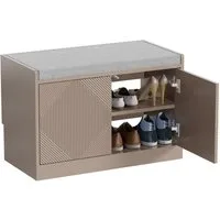 UEV Sitzbank Schuhbank mit Stauraum & Sitzkisssen (Schuhschrank für Wohnzimmer Schlafzimmer Flur, Sitzbank mit Klappe, Moka/Weiß/Schwarz), Schuhregal Schuhkommode für Wohnzimmer Schlafzimmer Flur