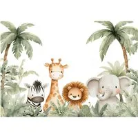Wallarena Fototapete Tiere Palmen - Mehrfarbig - Kinder - Vlies - Schlafzimmer, glatt, (7 St), 350x250cm